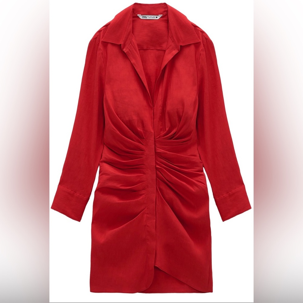 Zara Red Long Sleeve Dress